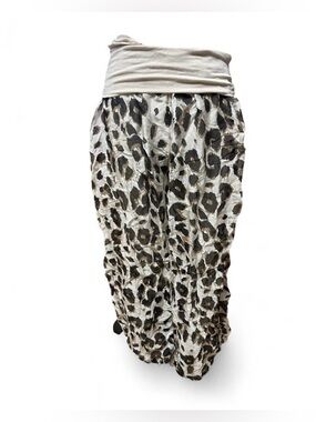 Italian silk leopard flowy pants 🐆✨ boho Y2K wide leg fold over 2000s mcbling